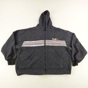Vintage FedEx Jacket Mens XL Gray Stan Herman Fleece Reflective Work Coat Hoodie